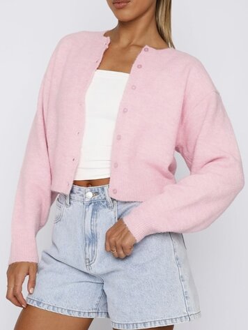 Rosa Round Knit Cardigan - Pink