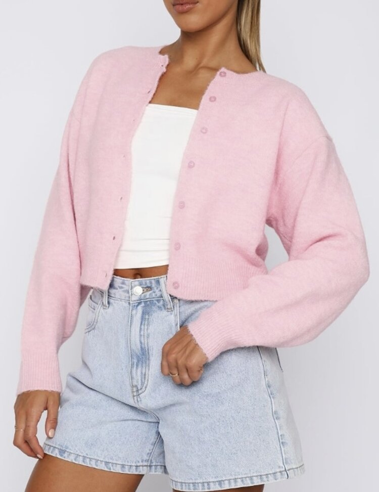 Rosa Round Knit Cardigan - Pink