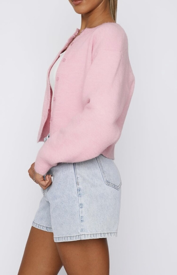 Rosa Round Knit Cardigan - Pink