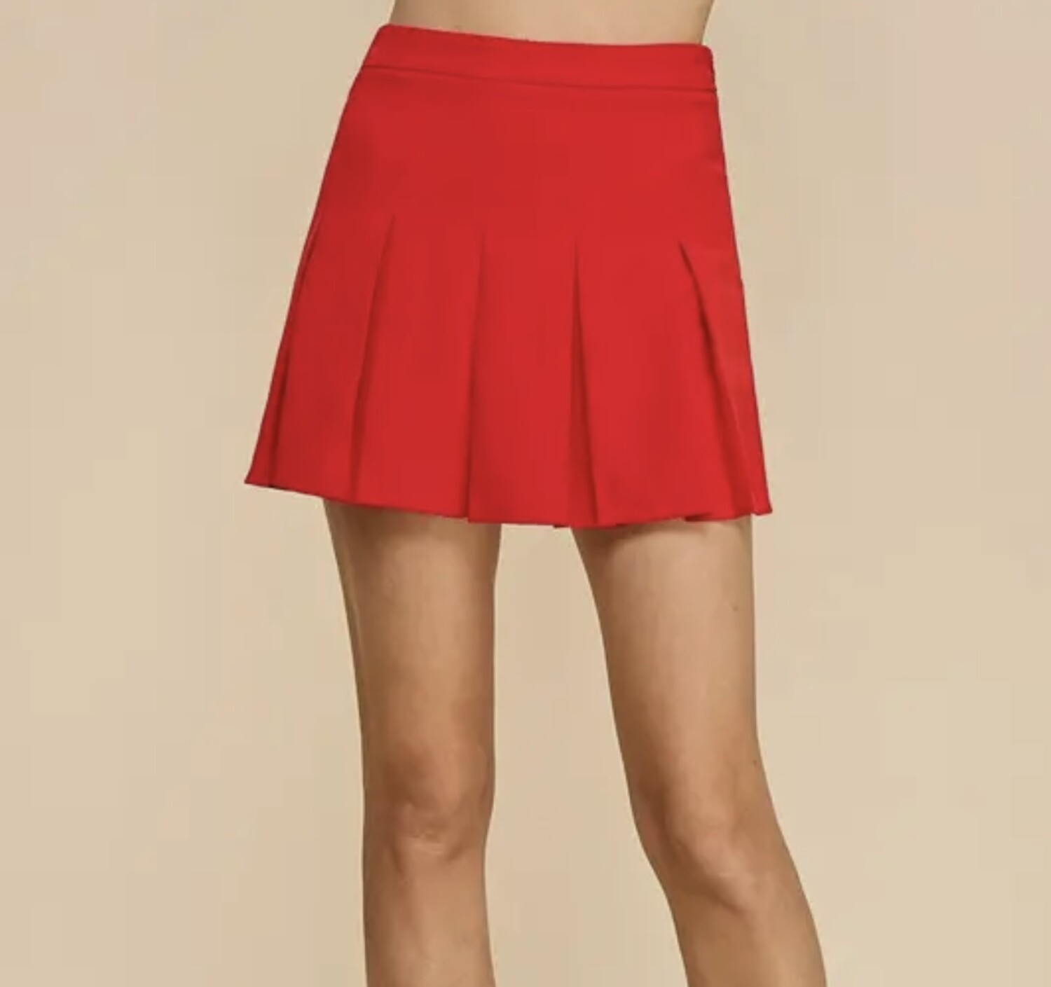 TCEC High Waist Pleated Skirt - Red - Savvy Blake LLC