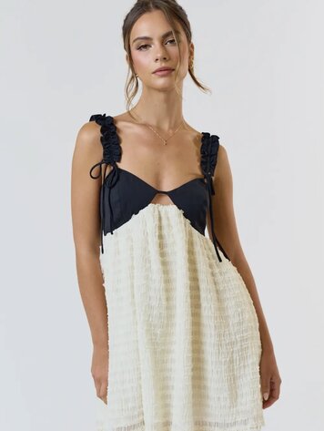 Blue Blush Bow Strap Babydoll Dress