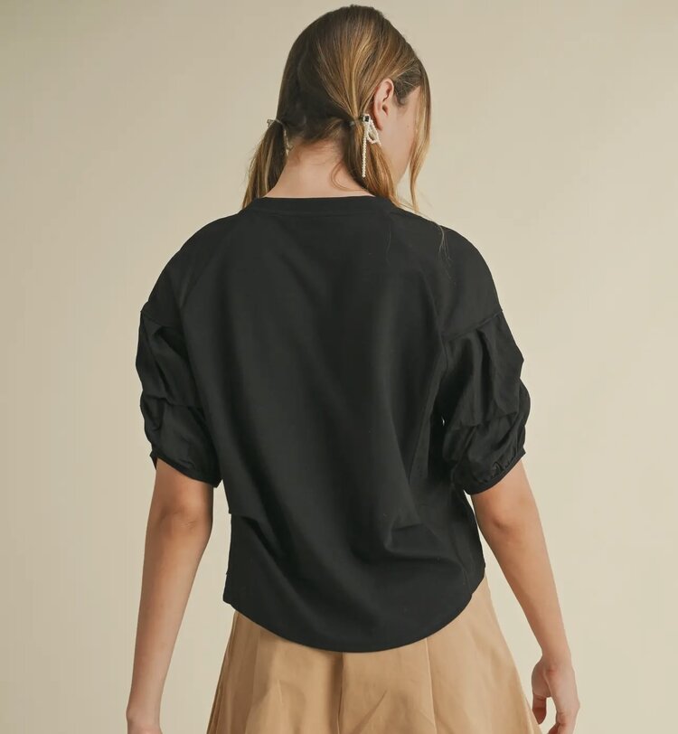 Heyson Tiered Sleeve Knit Top - Black