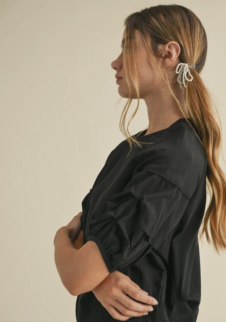 Heyson Tiered Sleeve Knit Top - Black