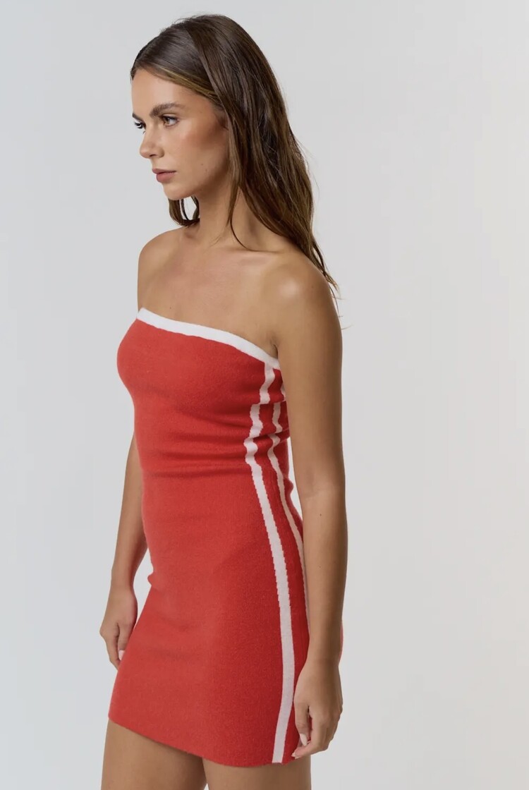 Blue Blush Contrast Trim Sweater Tube Mini Dress - Orange