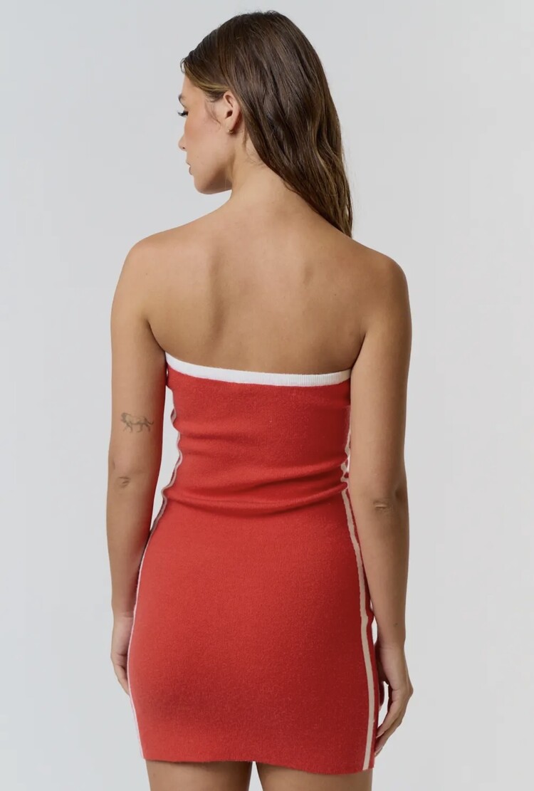 Blue Blush Contrast Trim Sweater Tube Mini Dress - Orange