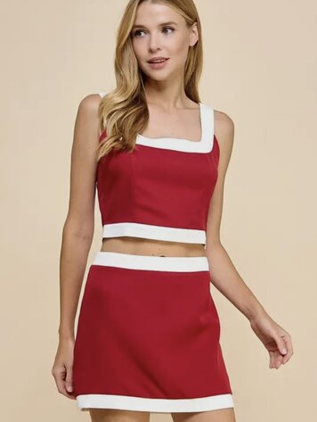 TCEC Crimson & Contrast Cropped Tank Top