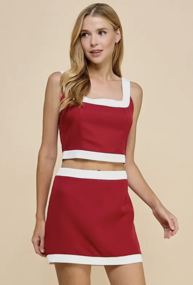 TCEC Crimson & Contrast Cropped Tank Top