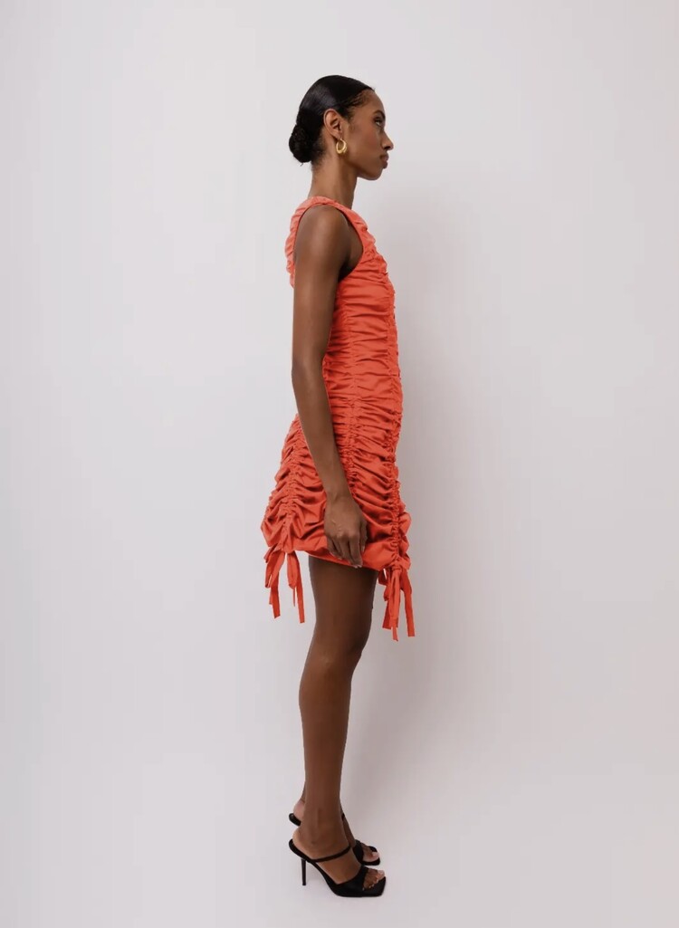 Amy Lynn Erin Ruche Mini Dress - Orange