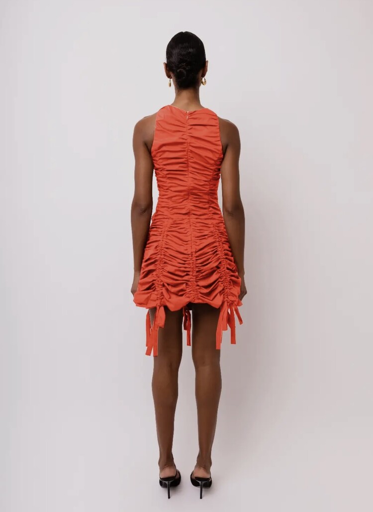 Amy Lynn Erin Ruche Mini Dress - Orange