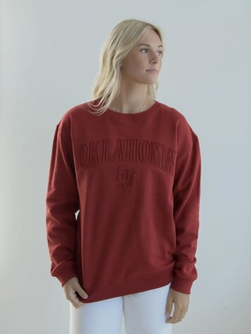 Gameday Social Apparel Co.® Oklahoma Easley Embossed Comfort Crew