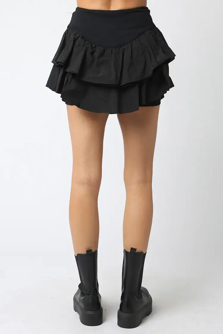 Olivaceous Tia Ruffle Skirt - Black