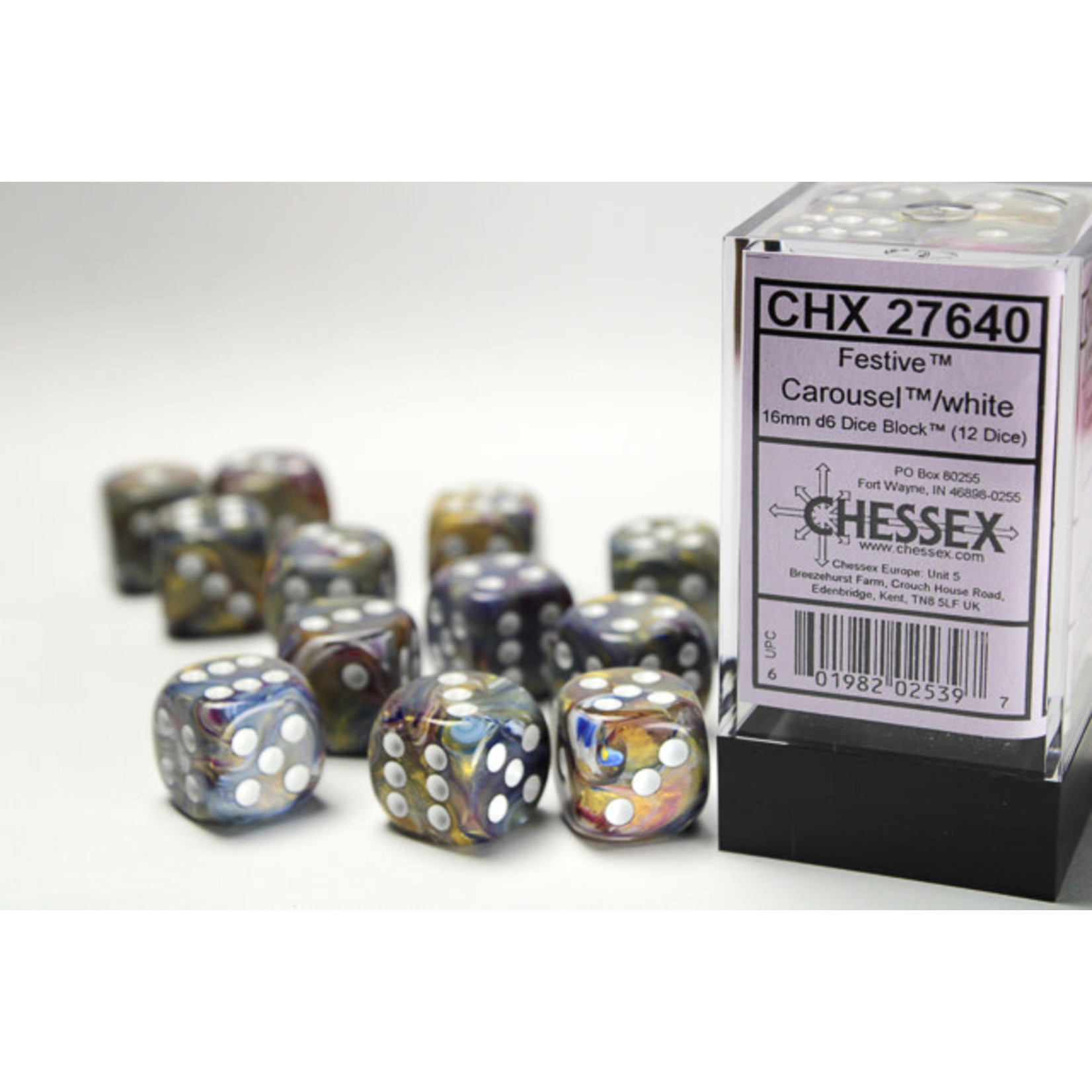 chessex Chessex Festive  12D6 Carousel/White