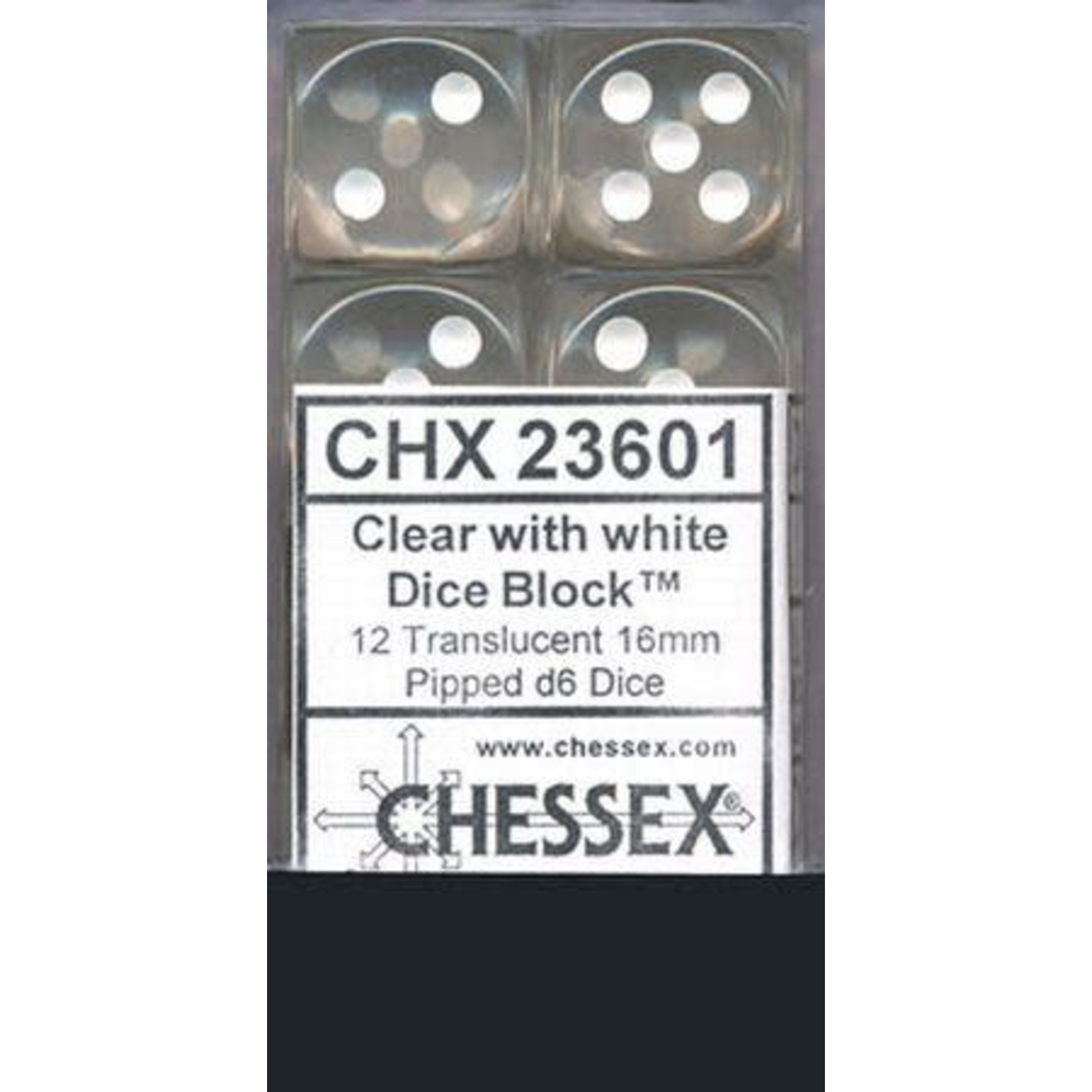 chessex Chessex Dice Translucent 12D6 Clear/White