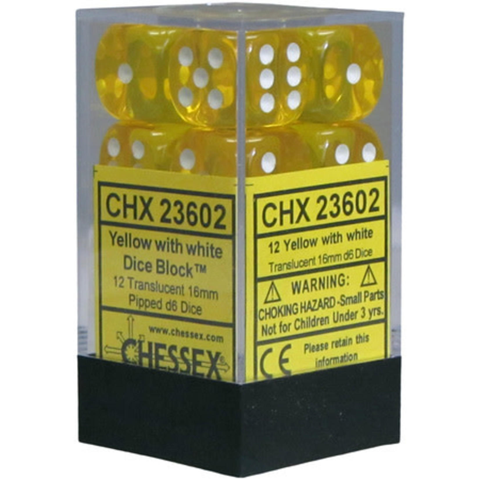 chessex Chessex Dice Translucent 12D6 Yellow/White