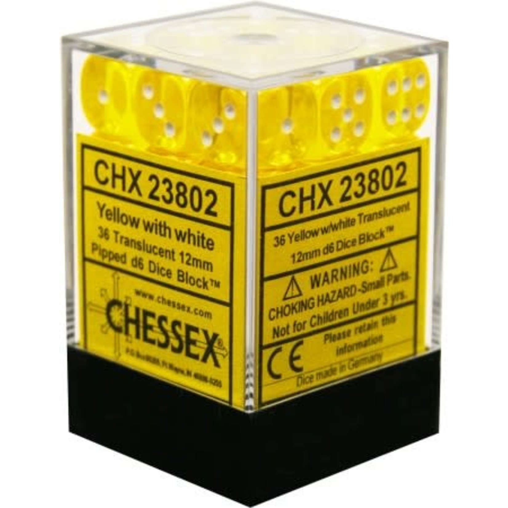 chessex Chessex Dice Translucent 36D6 Yellow/White