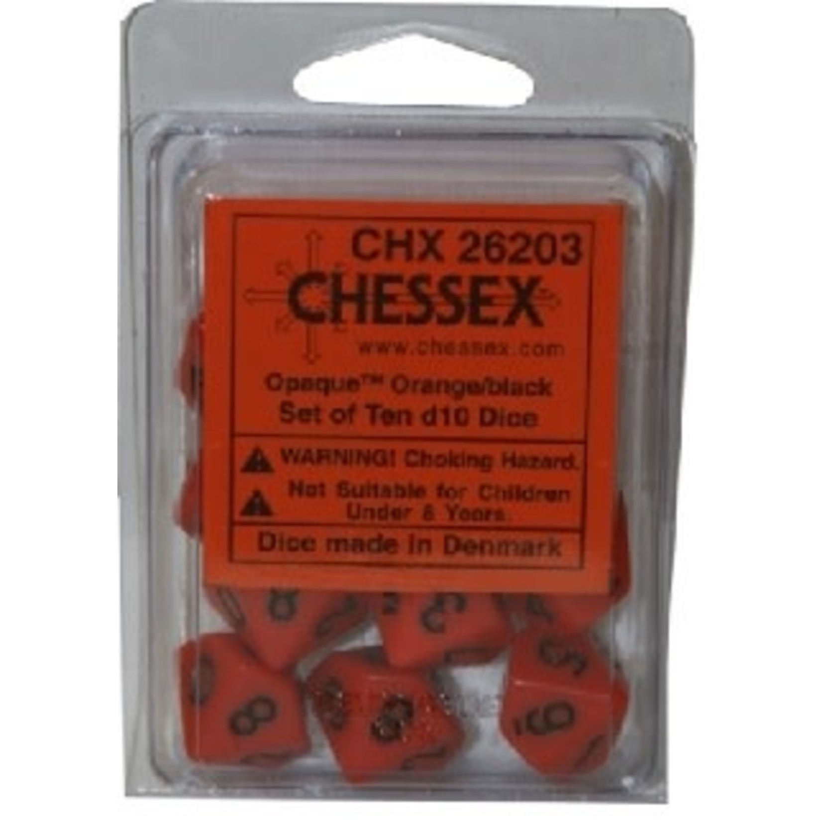 chessex Chessex Dice Opaque 10D10 Orange/Black