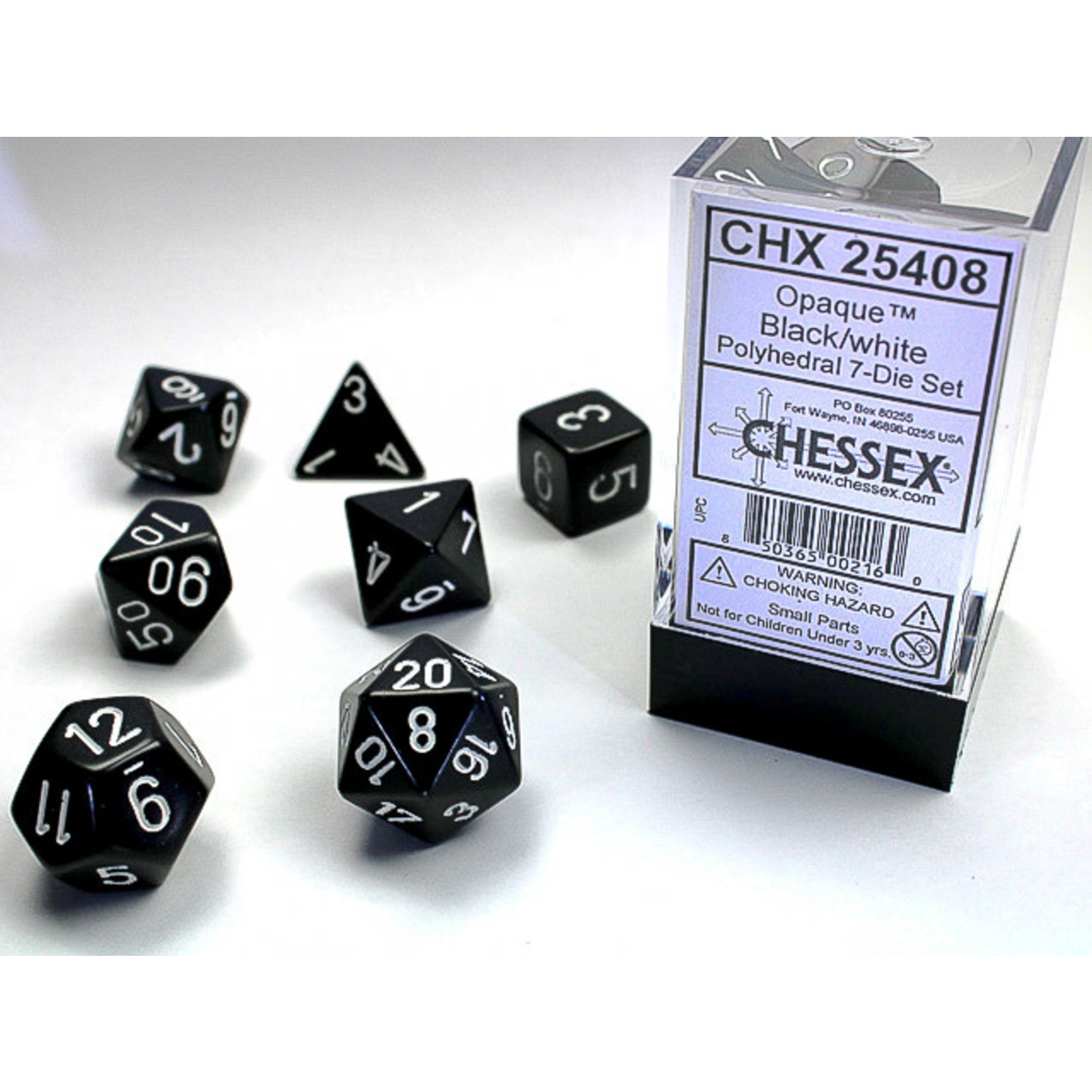 chessex Chessex Opaque 7-Die Set Black/white
