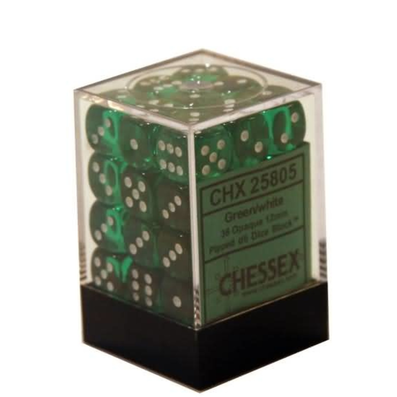 chessex Chessex Dice Translucent 36D6 Green/White