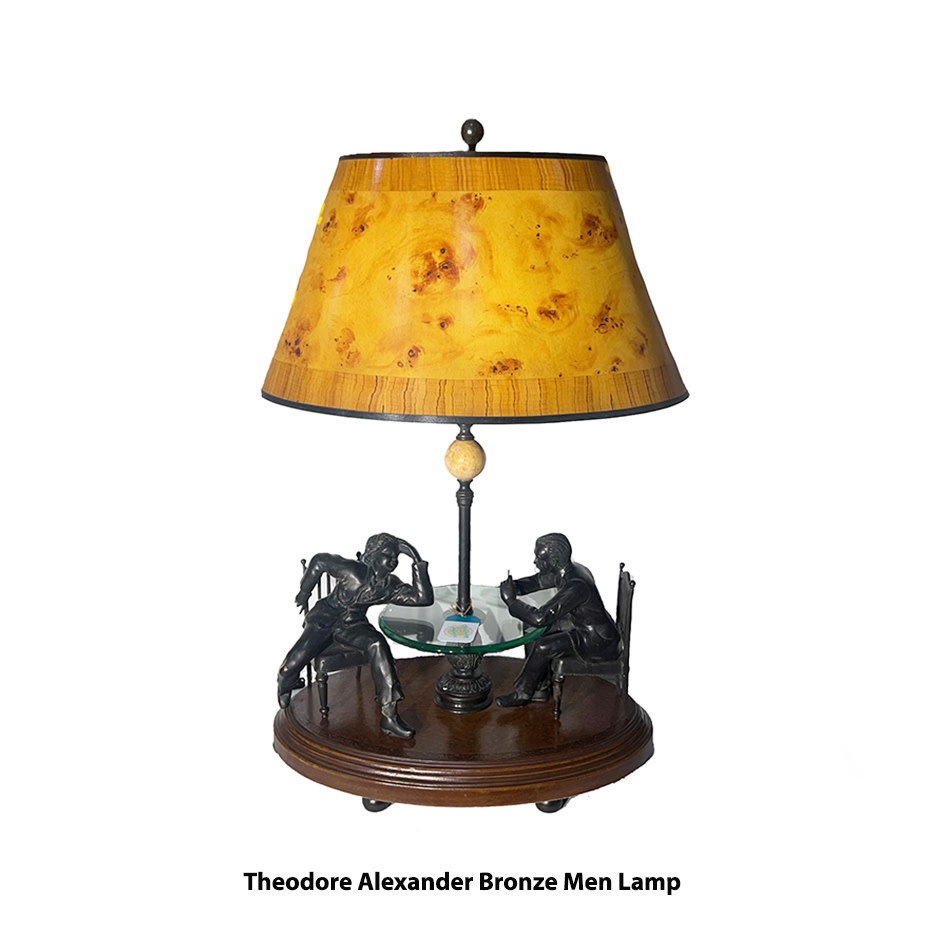 Theodore Alexander Bronze Men Lamp Texas Vintage Antiques