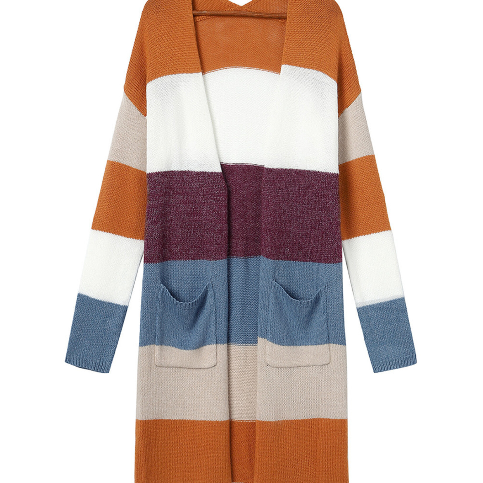 Colorblock Long Cardigan - Texas Vintage Antiques