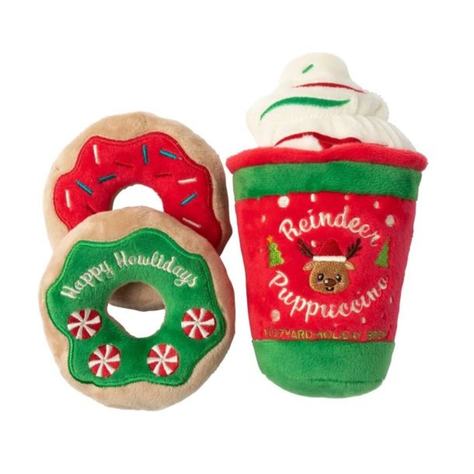 Fuzzyard Holiday Dog Toy Reindeer Puppuccino & Dog Toy