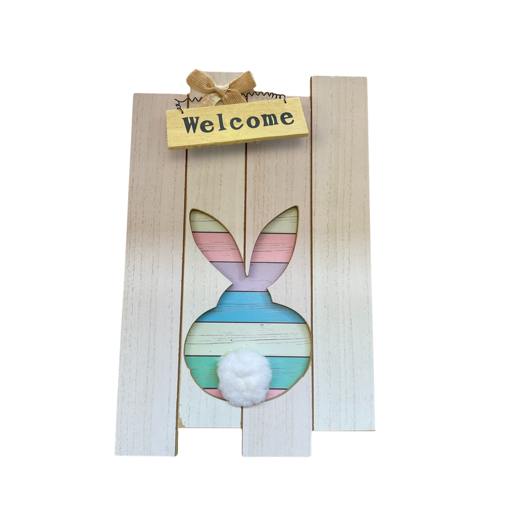 Ganz Rainbow Bunny Welcome Sign