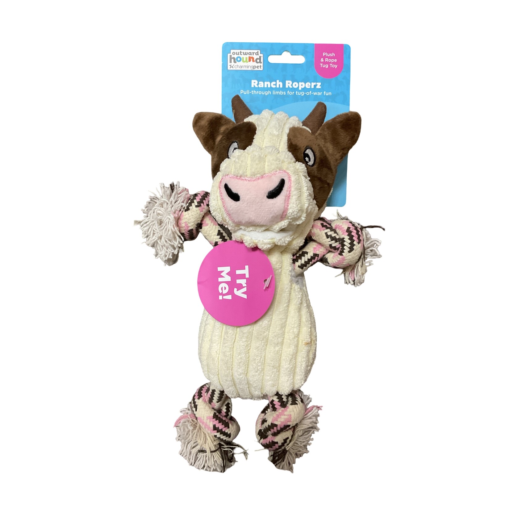 Outward Hound Outward Hound Ranch Roperz Cow Plush Squeaky Dog Toy