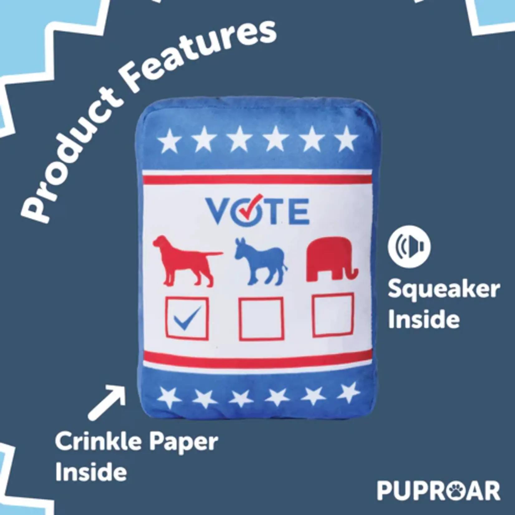 Puproar Pawsidential Ballot Squeaker Dog Toy