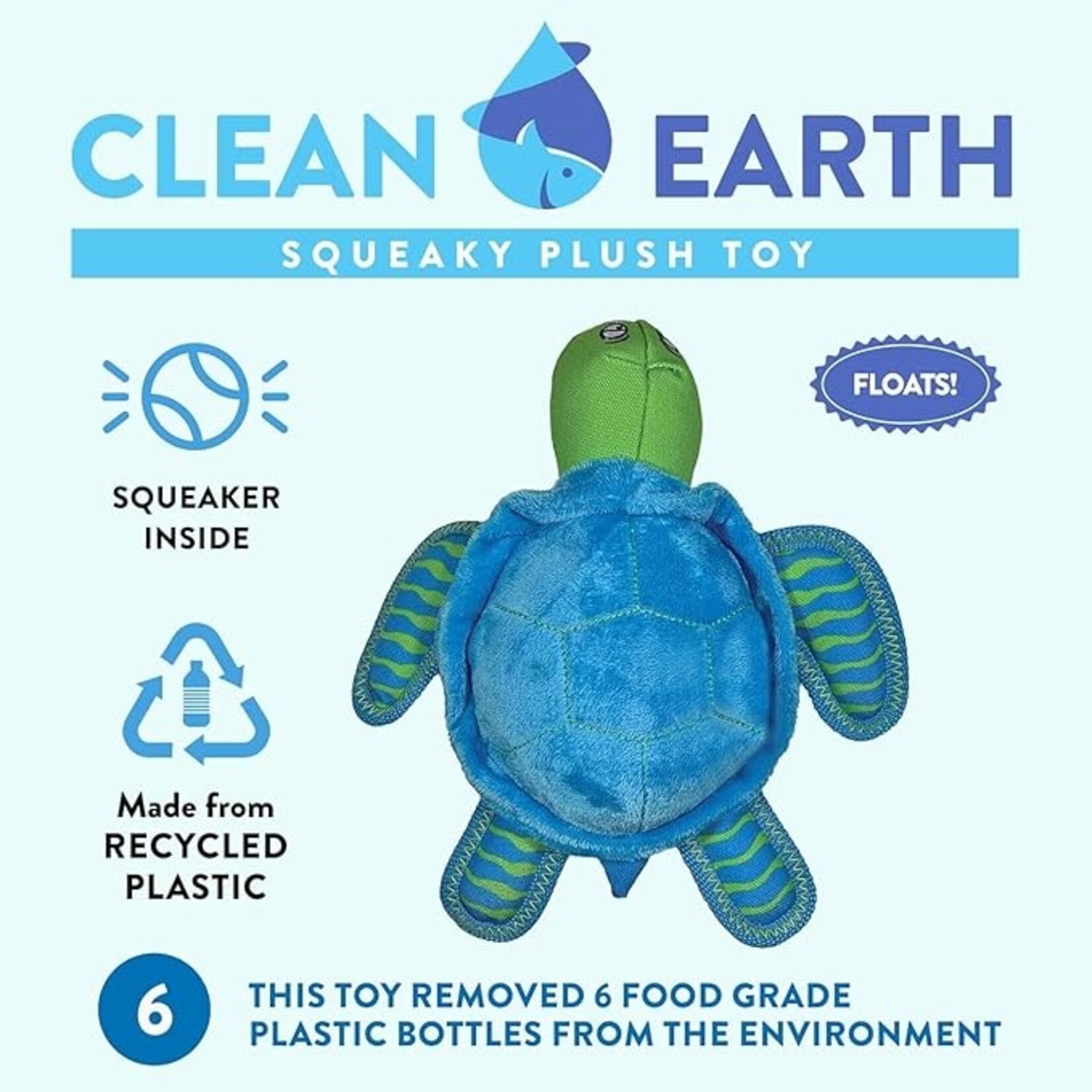Spunky Pup Clean Earth Plush Turtle  Large
