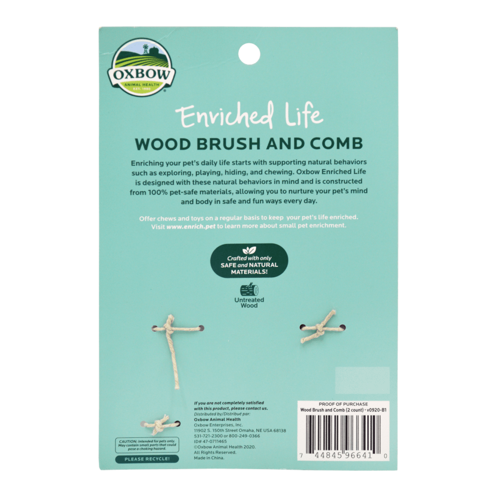 Oxbow Small Animal Wood Brush & Comb