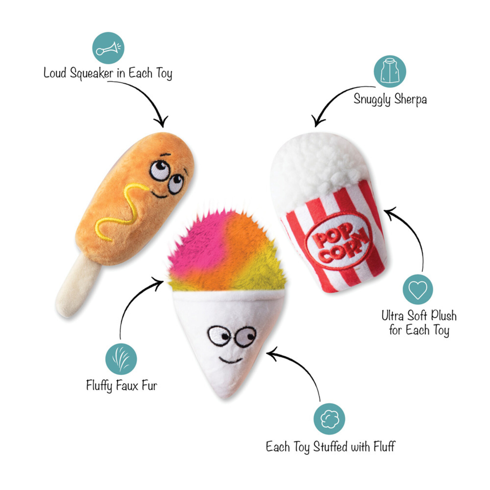 PetShop by Fringe Studio Fair Foods Mini plush dog 3 pk