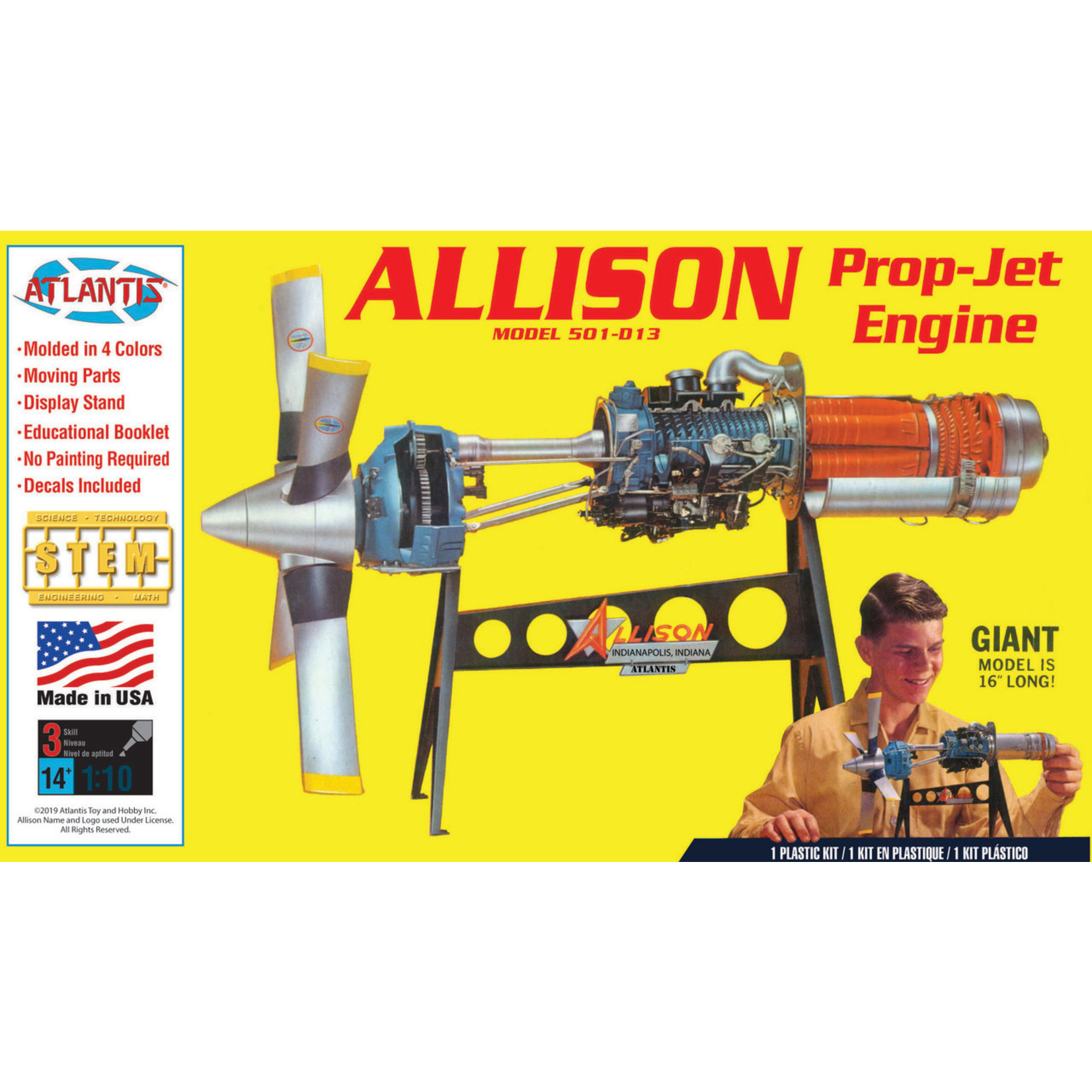 Atlantis Models AANH1551 - 1/10 Allison Model 501-D13 Prop-Jet Engine Plastic Model