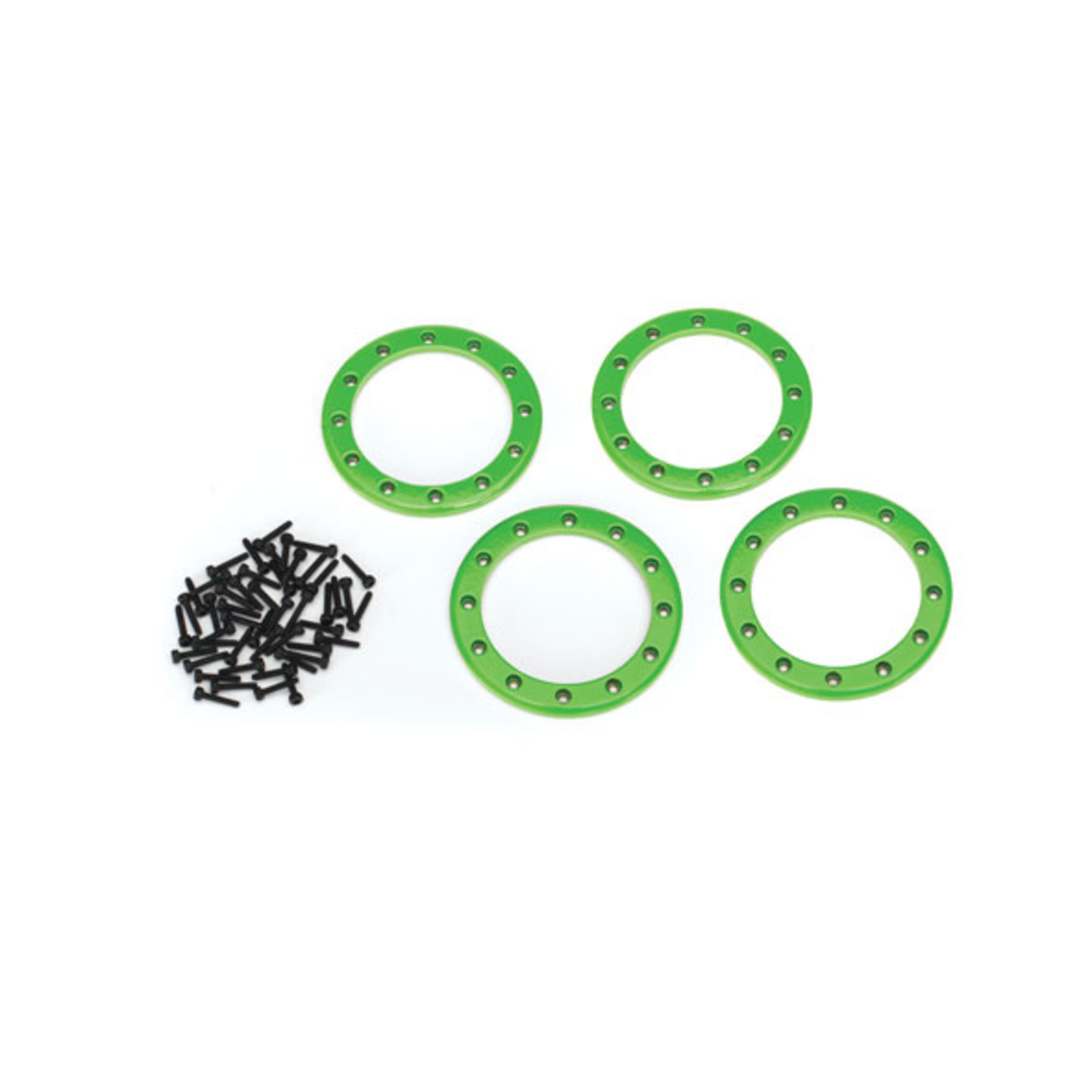 Traxxas 8168G - Beadlock rings, green (2.2') (aluminum) (4)/ 2x
