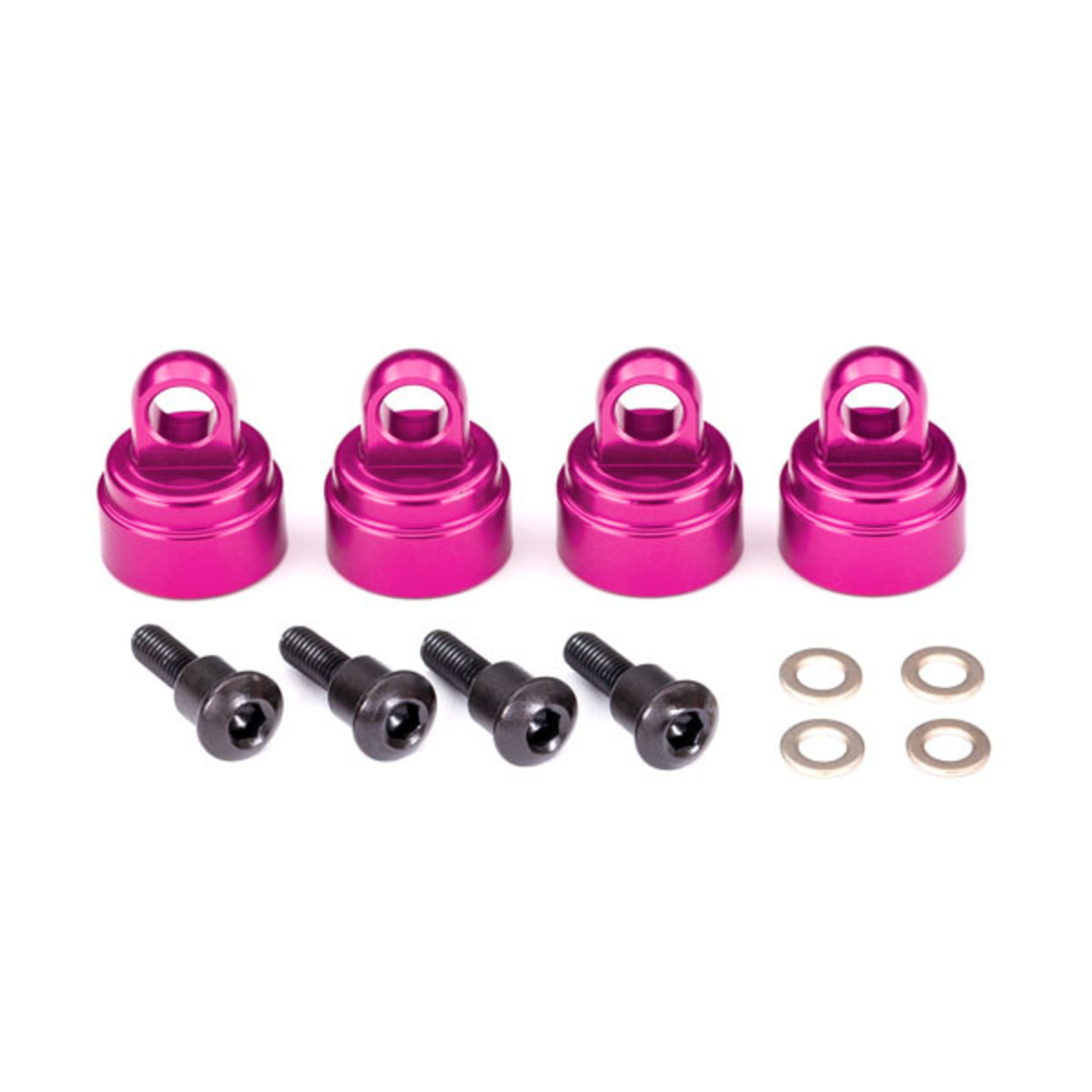 Traxxas 3767P - Shock caps, aluminum (pink-anodized) (4) (