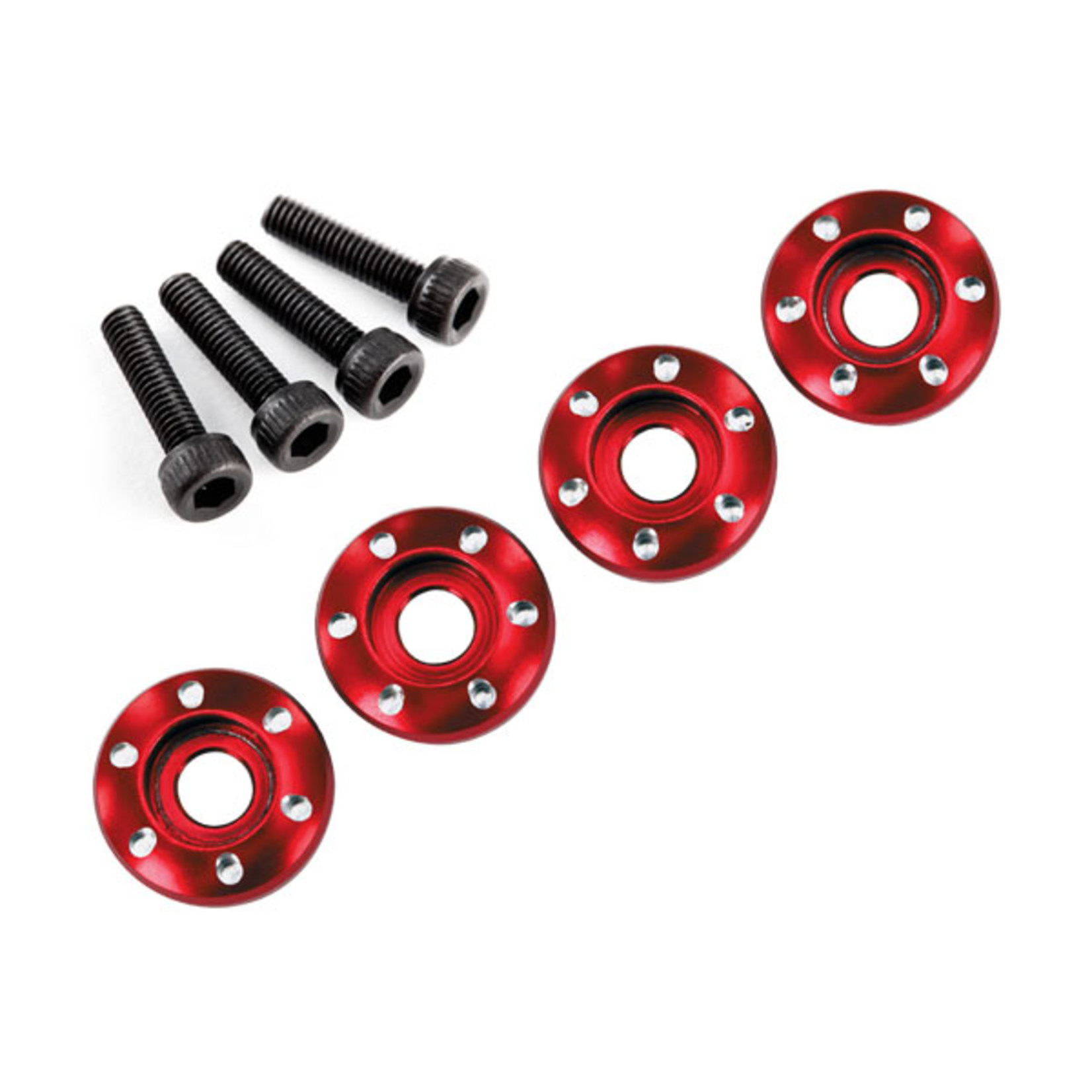 Traxxas 7668R - Wheel nut washer, machined aluminum, red /
