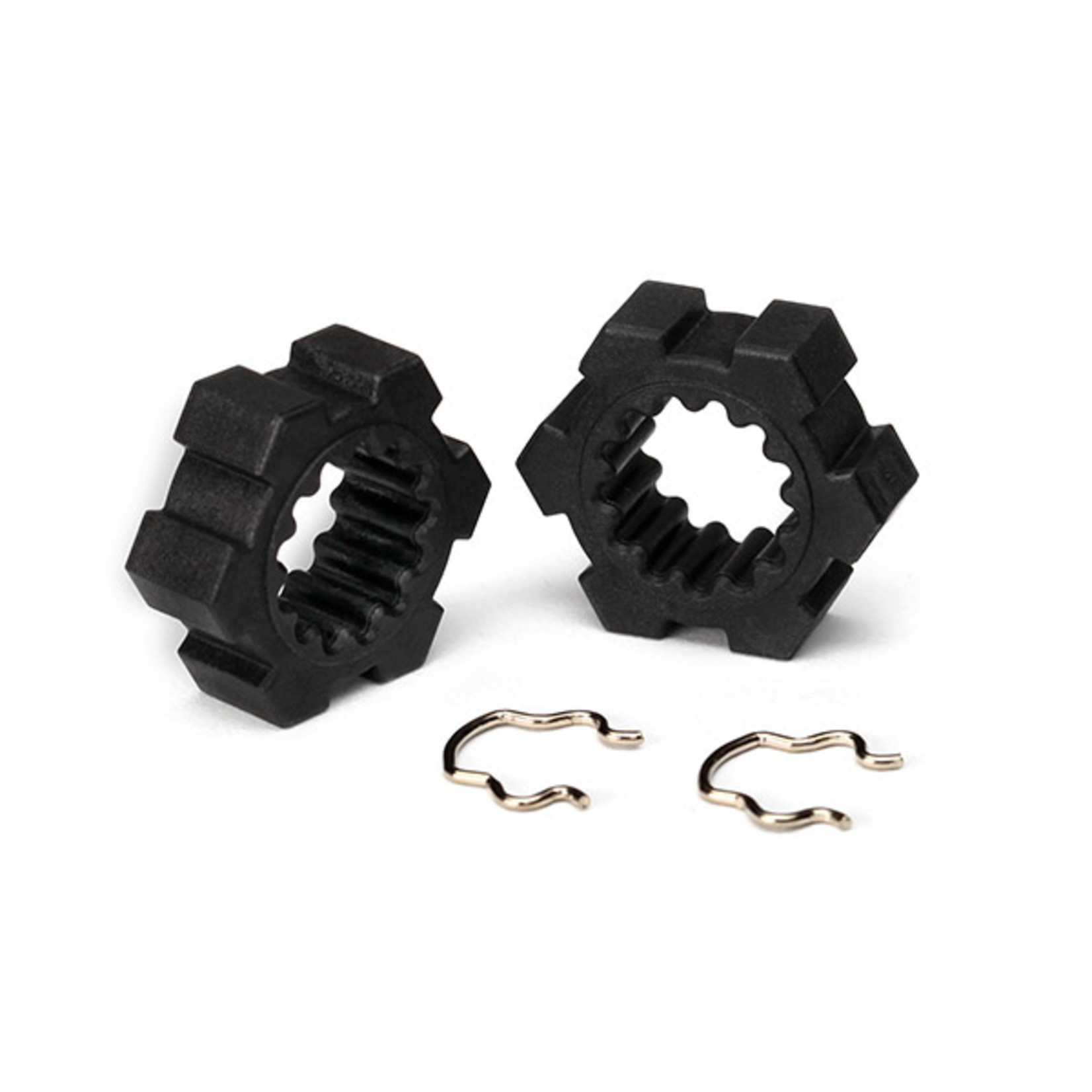 Traxxas 7756 - Wheel hubs, hex (2)/ hex clips (2)