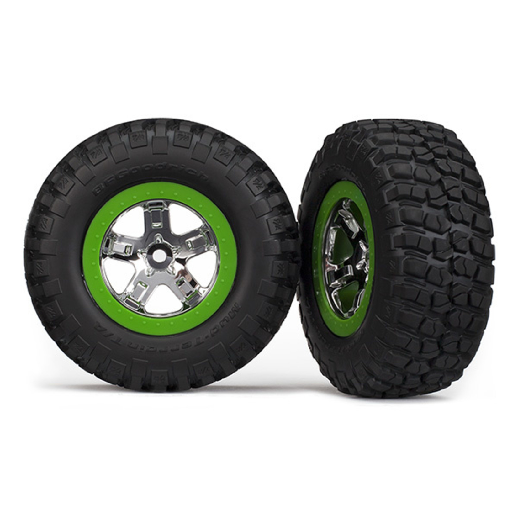 Traxxas 5865 - Tire & wheel assy, glued (SCT, chrome, gree