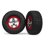 Traxxas 5869 - Tire & wheel assy, glued (SCT chrome, red b