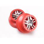 Traxxas 6872A - Wheels, SCT Split-Spoke, chrome, red beadl