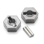 Traxxas 4954R - Hex wheel hubs, steel (2)/ axle pins (2.5x