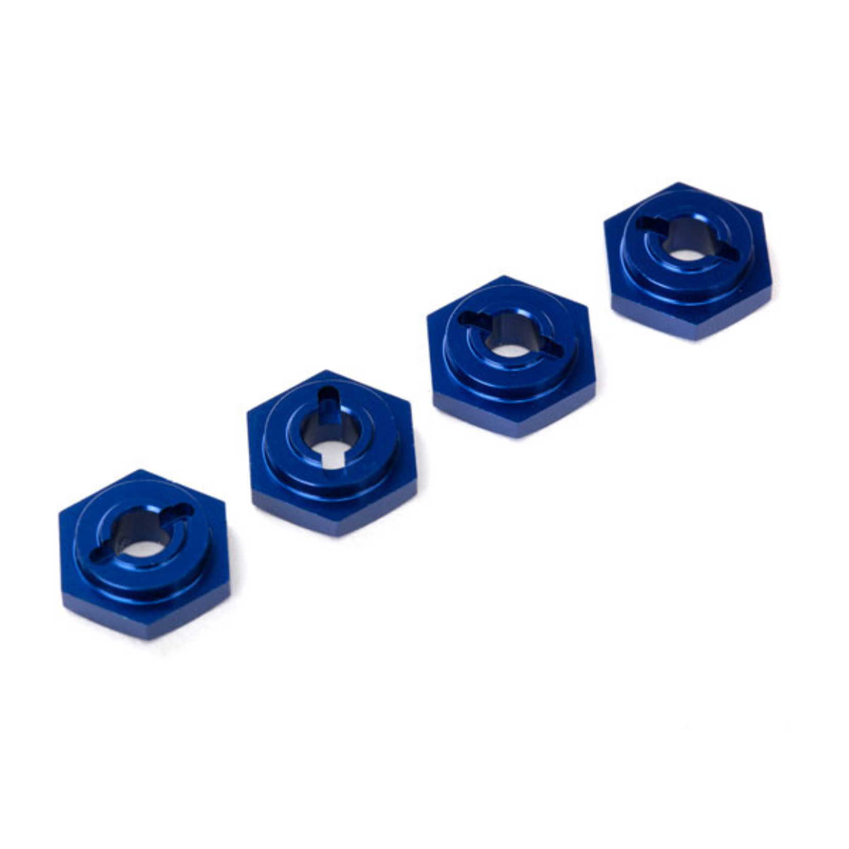 Traxxas 7154X - Wheel hubs, hex, aluminum (4) (blue-anodiz