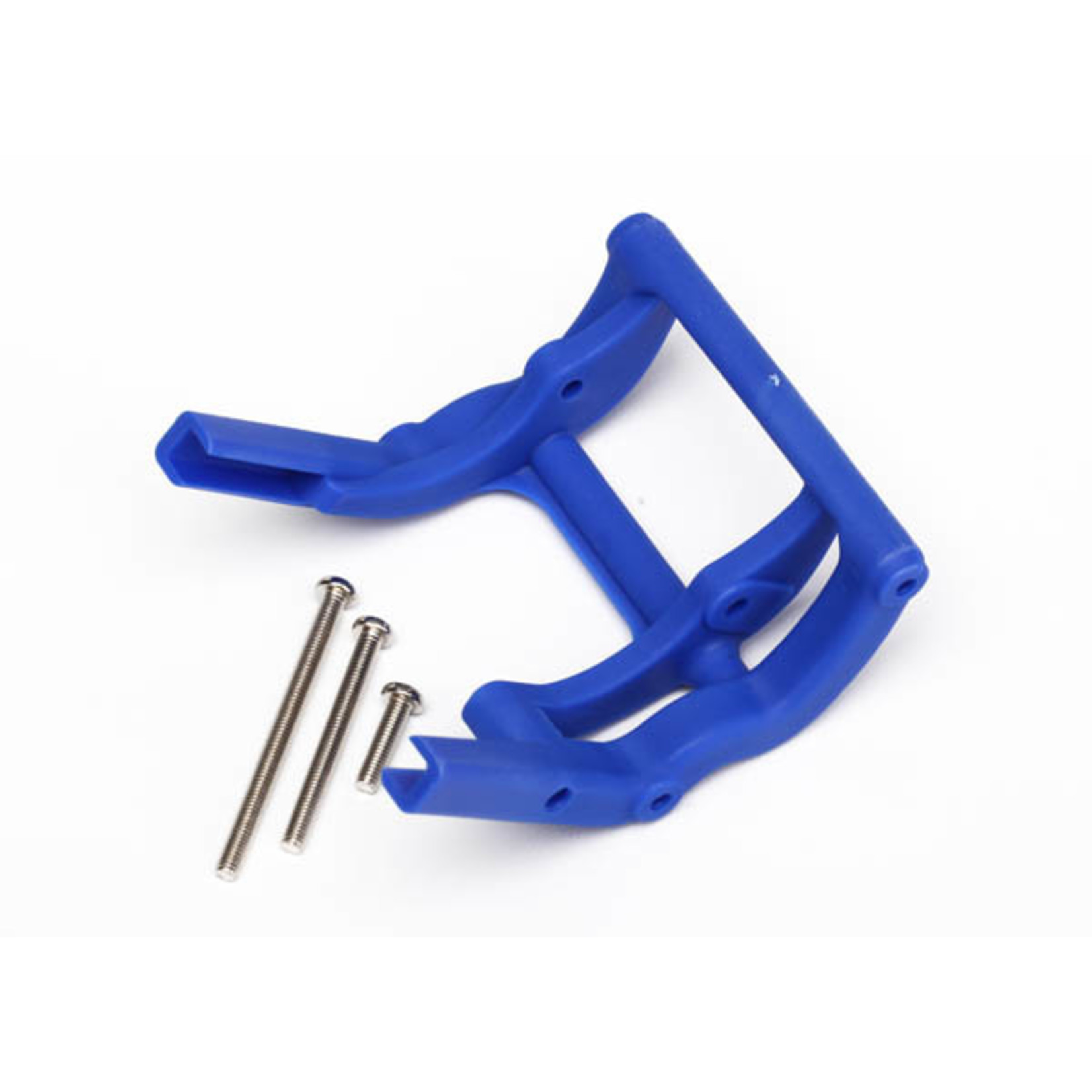 Traxxas 3677X - Wheelie bar mount (1) / hardware (blue)