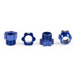 Traxxas 8886X - Stub axle nut, aluminum (blue-anodized) (4