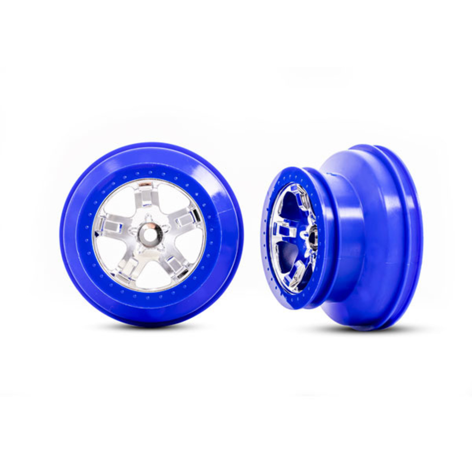 Traxxas 5870A - Wheels, SCT chrome, blue beadlock style, d