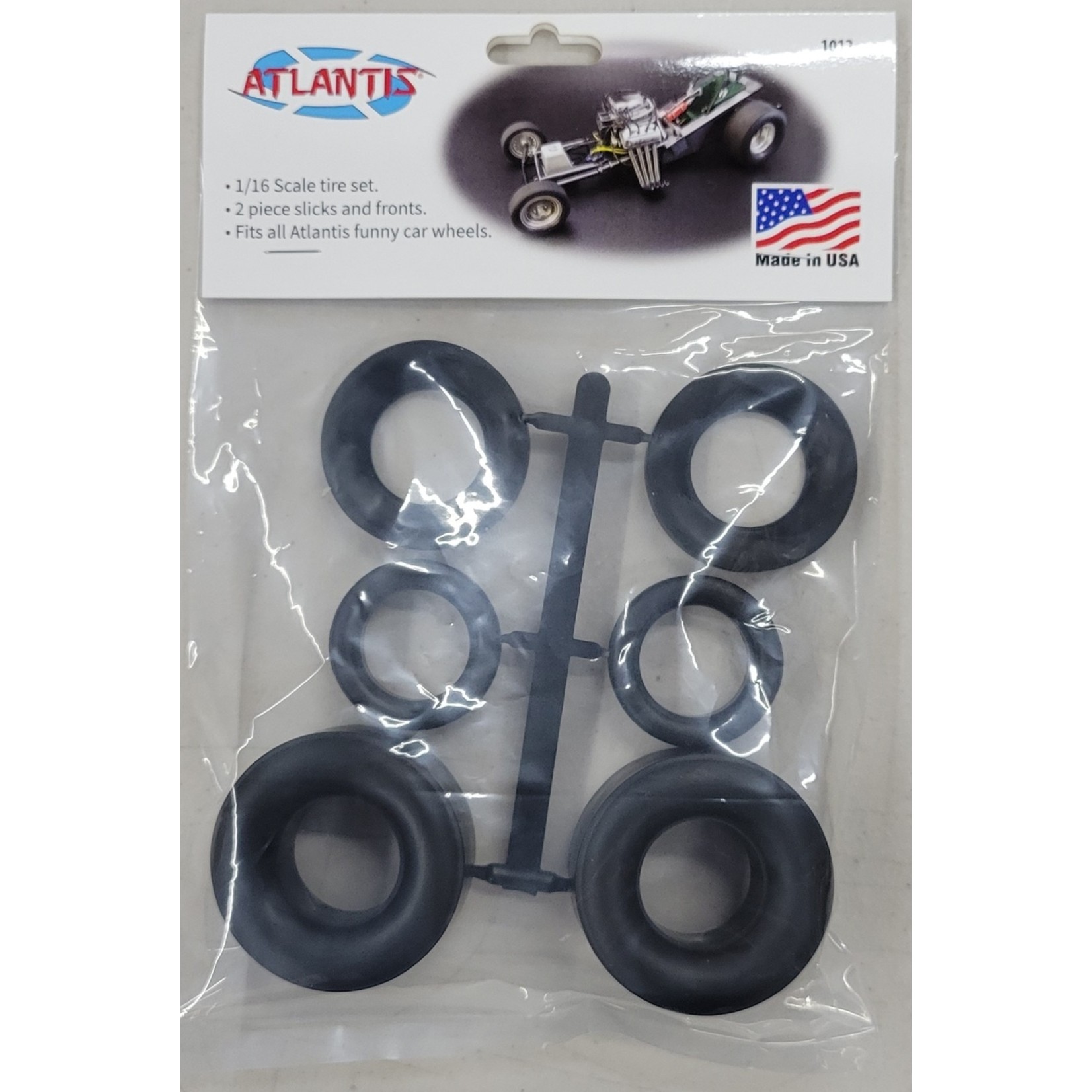 Atlantis Models AAN1012 - 1/16 Funny Car Tire set bagged with punched header card
