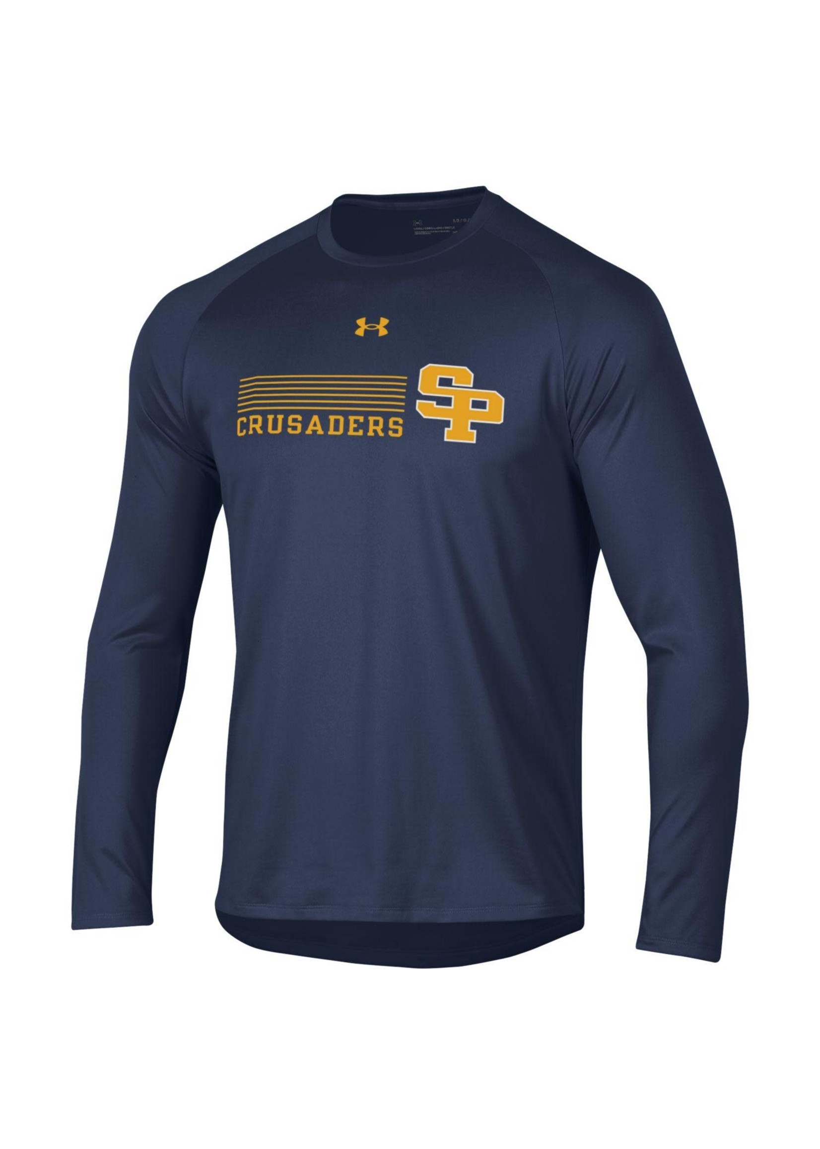 UA Tech Tee Lines Crusaders LS Navy SP