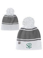 UA Pom Beanie Stripe White/Grey SPSG