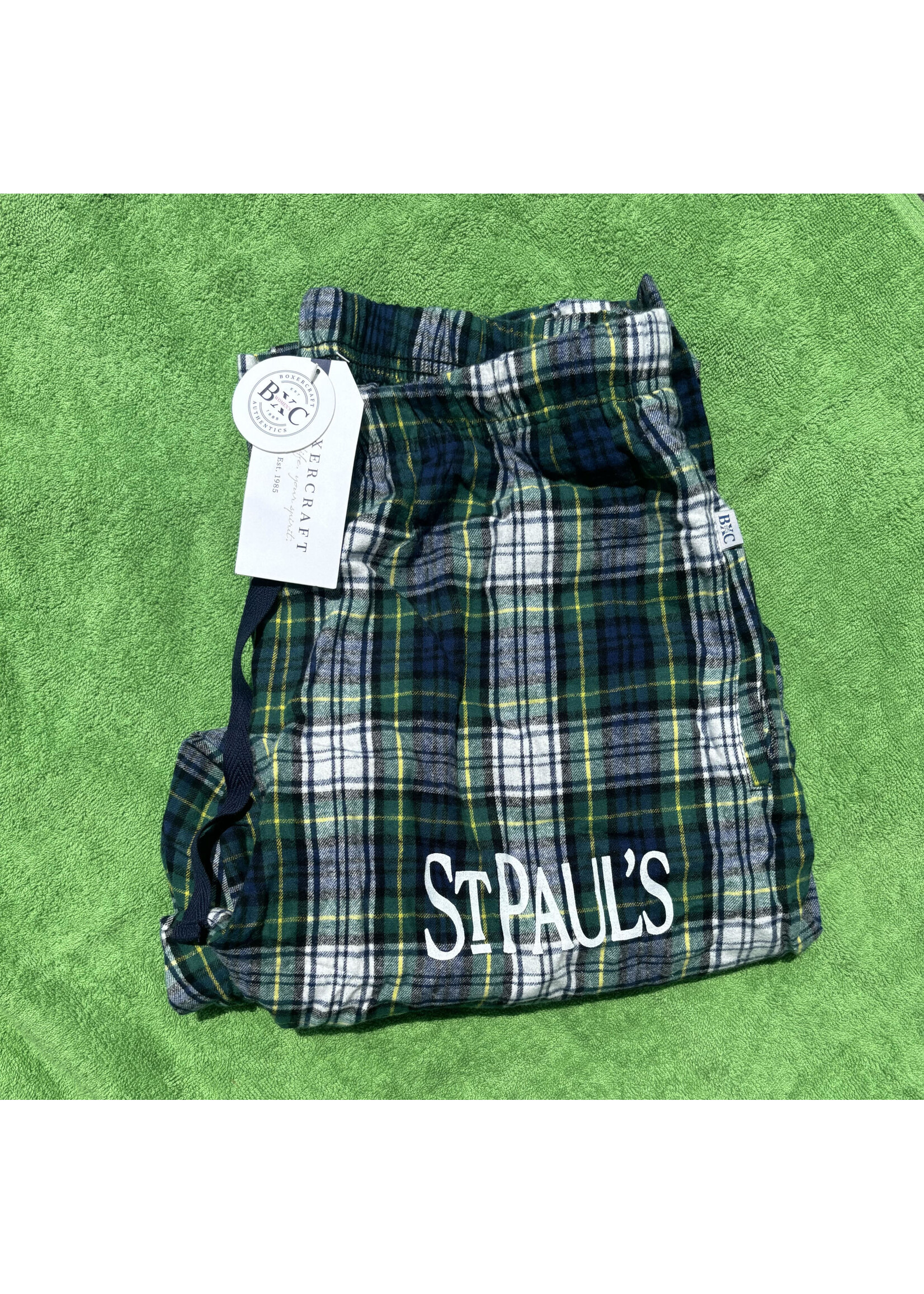 BC Pajama Flannel Pant Adult St Paul's Navy/Green Plaid