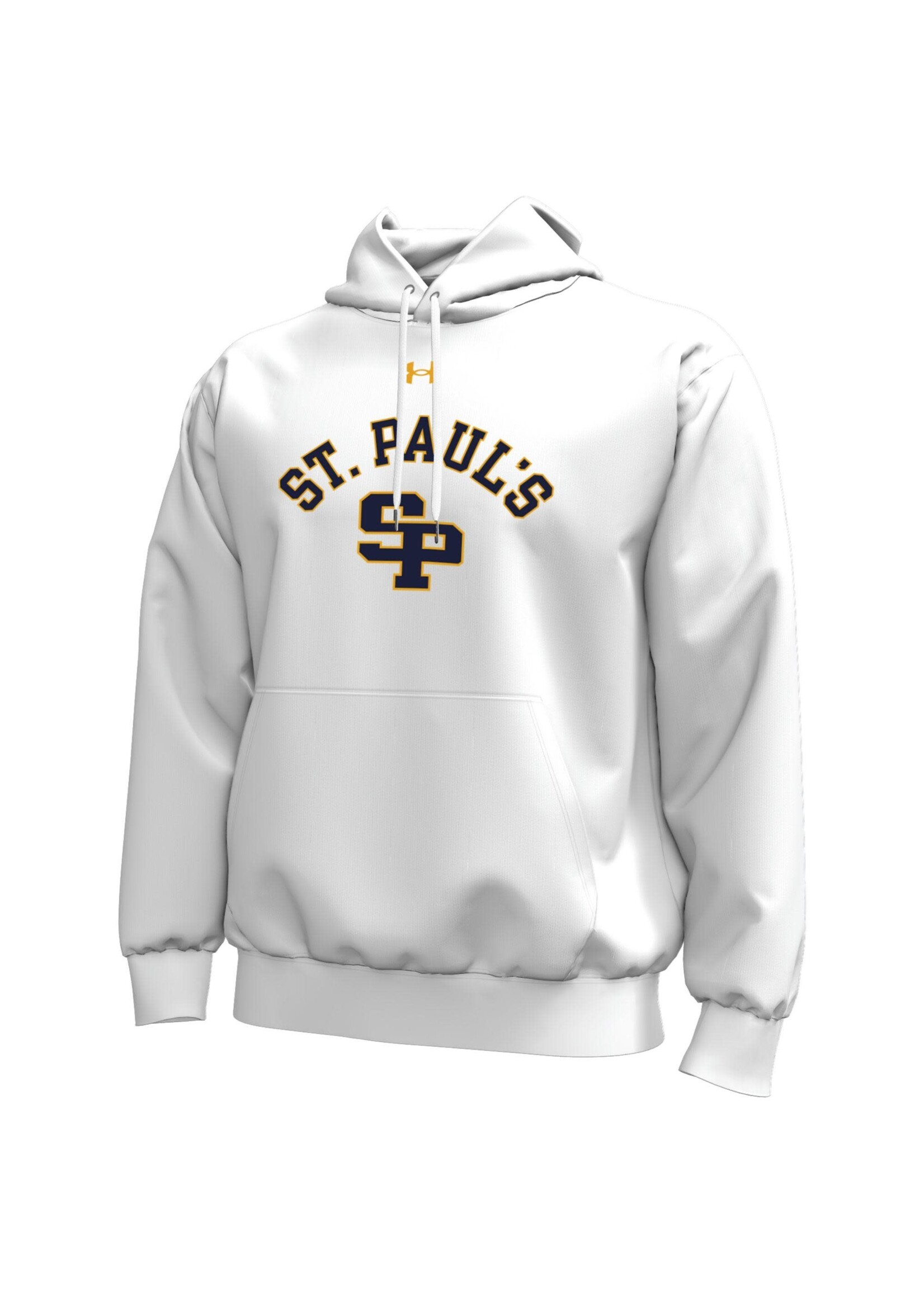 Under Armour UA Icon Fleece Hood Arched Over SP Logo Adult White SP