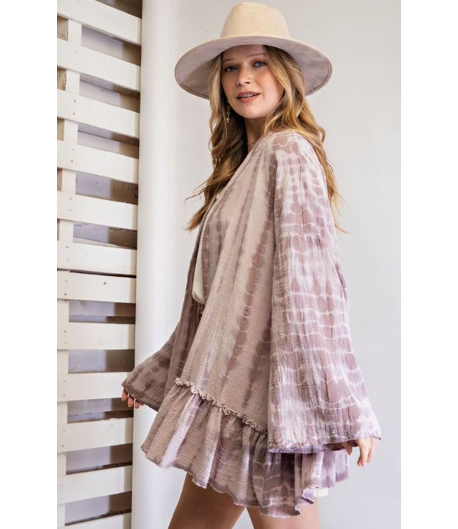 Open Front Ruffle Hem Kimono Cardigan Gypsy River Apparel